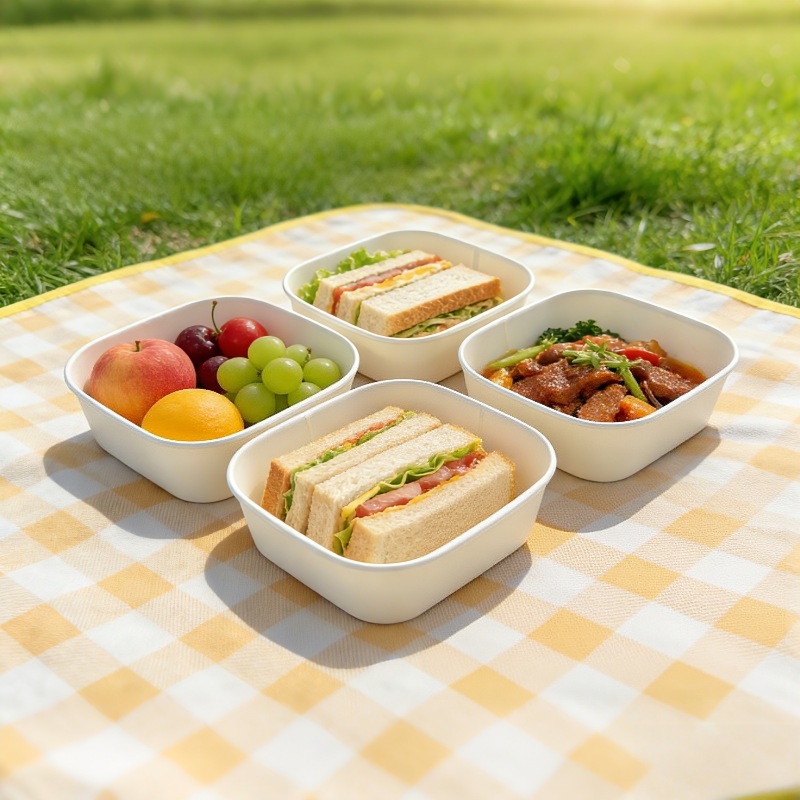 Meal Prep Bowl - Tigela de papel branca, quadrada, para
