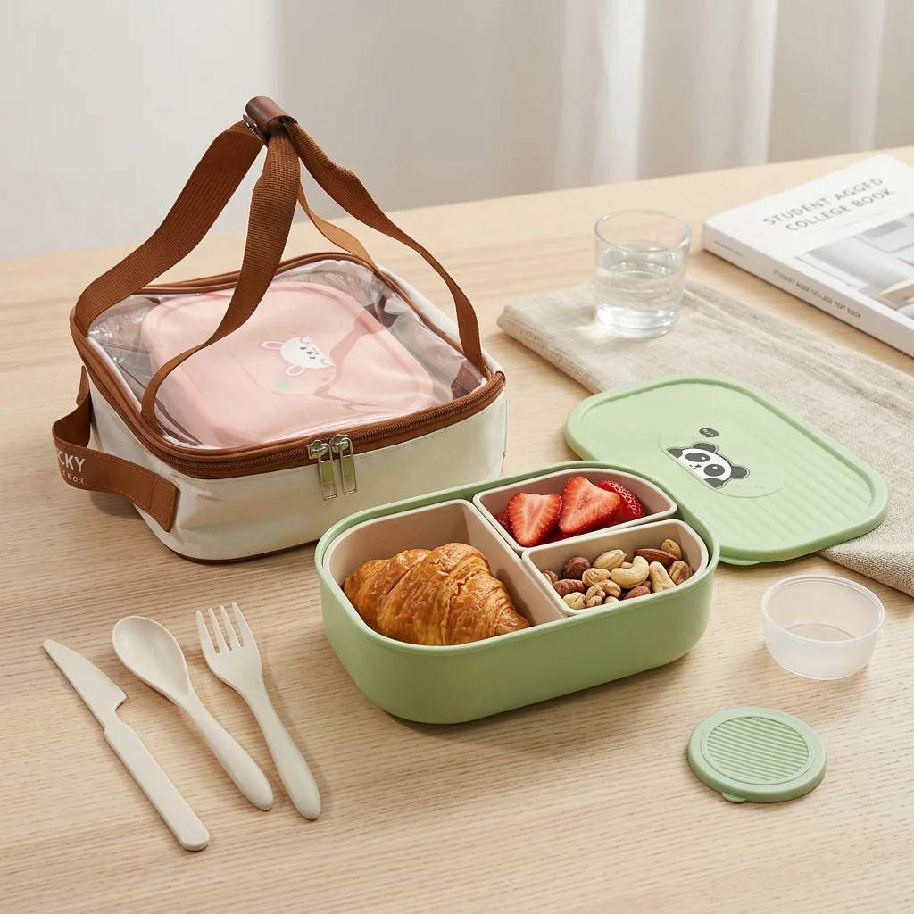 Meal Prep Or Prep Meal - Marmita infantil com tampa, 3 compartimentos,