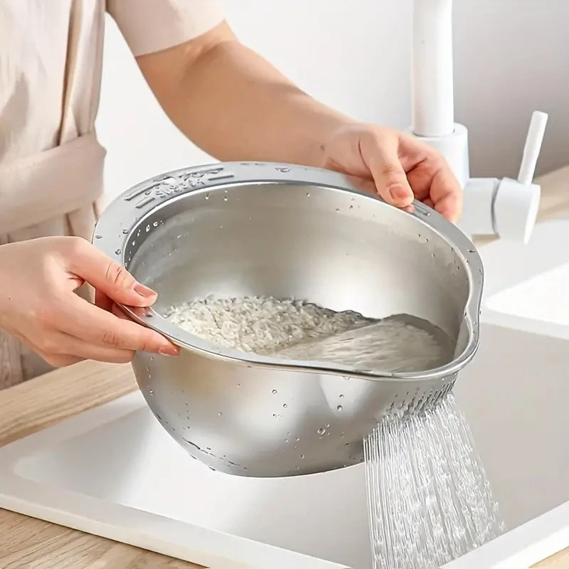 Meal Prep With Rice - Escorredor de Arroz Aço Inox Anti-ferrugem